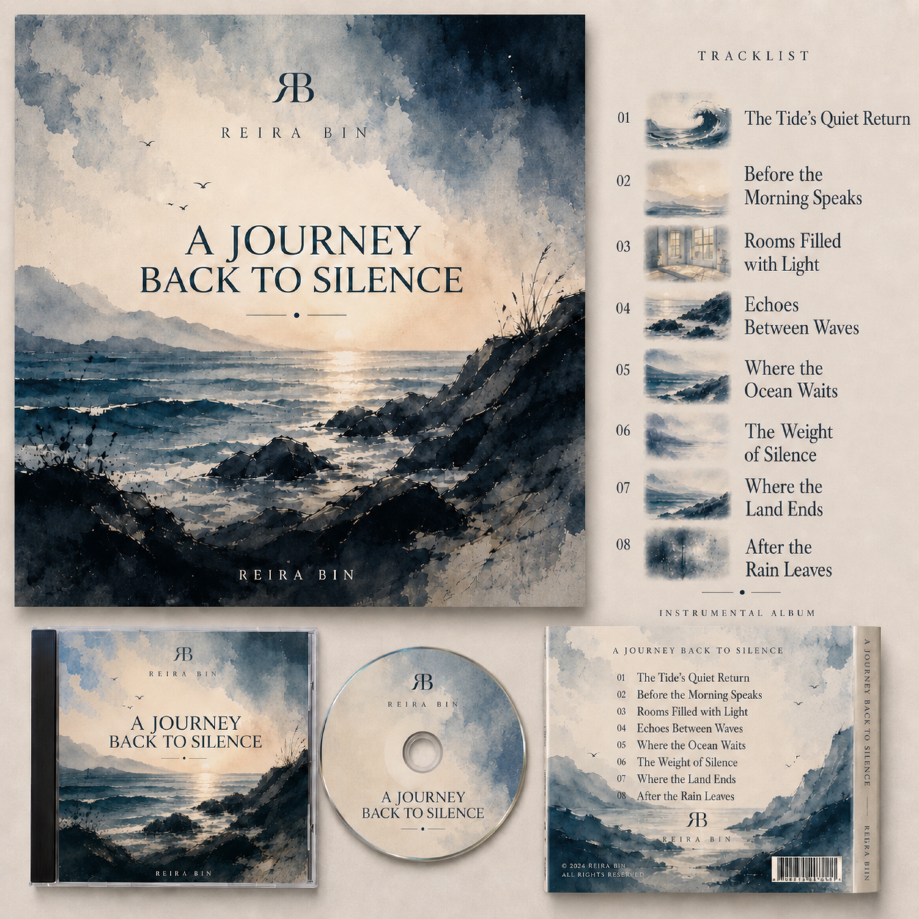 A Journey Back to Silence album artwork and eight-song tracklist by Reira Bin