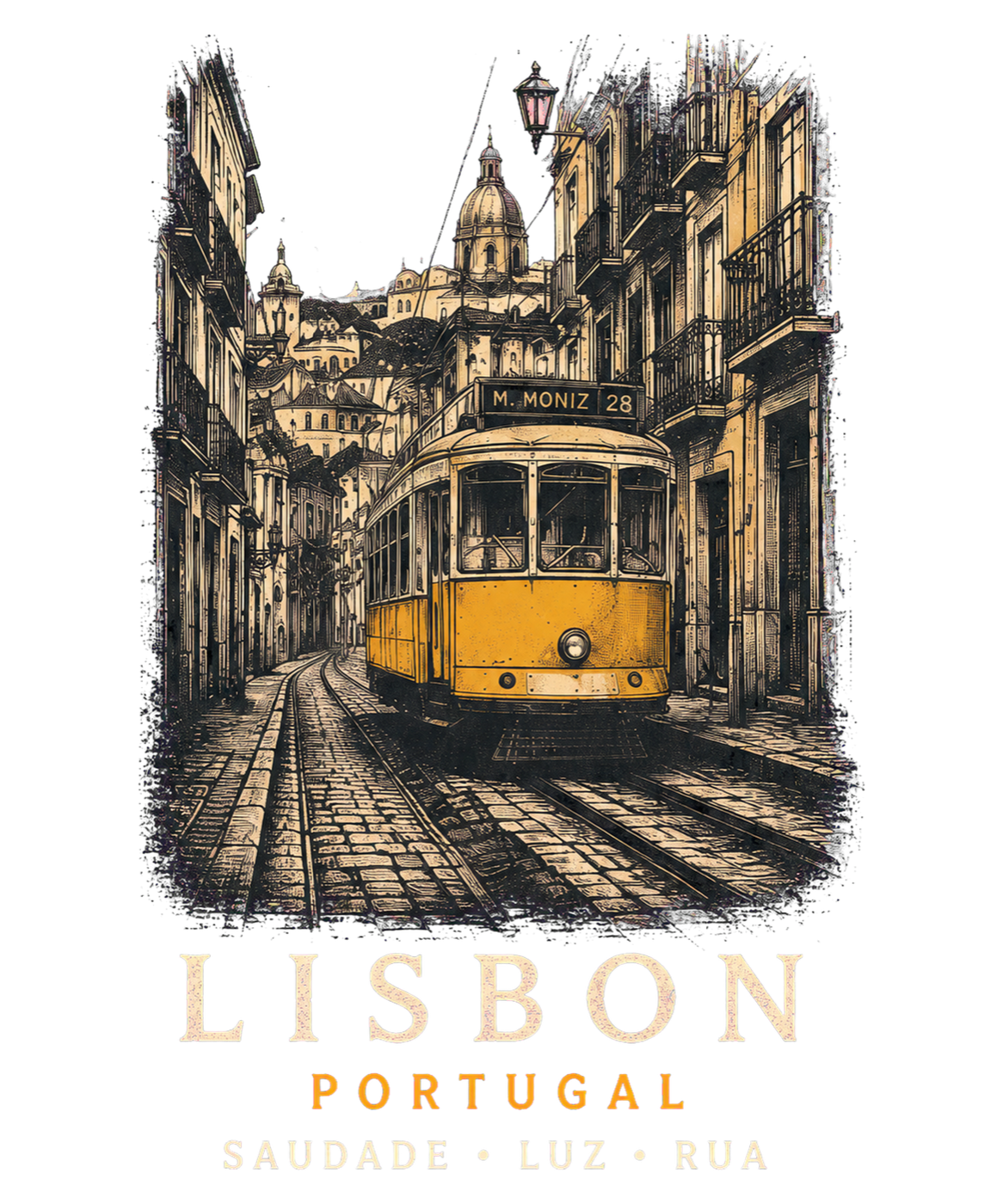 Lisbon Tram City of Seven Hills Heavyweight T-Shirt